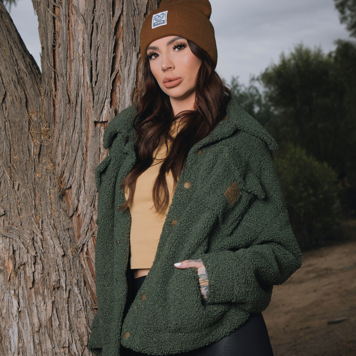 Demi OD Green Women's Sherpa Jacket – Dixxon Flannel Australia