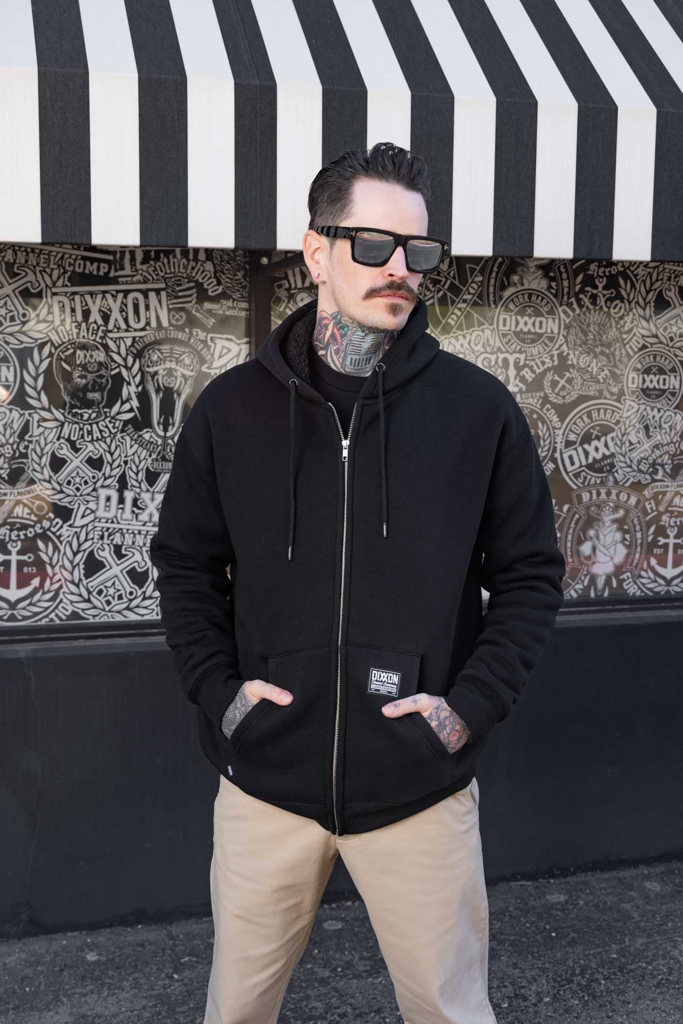 Sherpa Lined Zip Up Hood - Black – Dixxon Flannel Australia