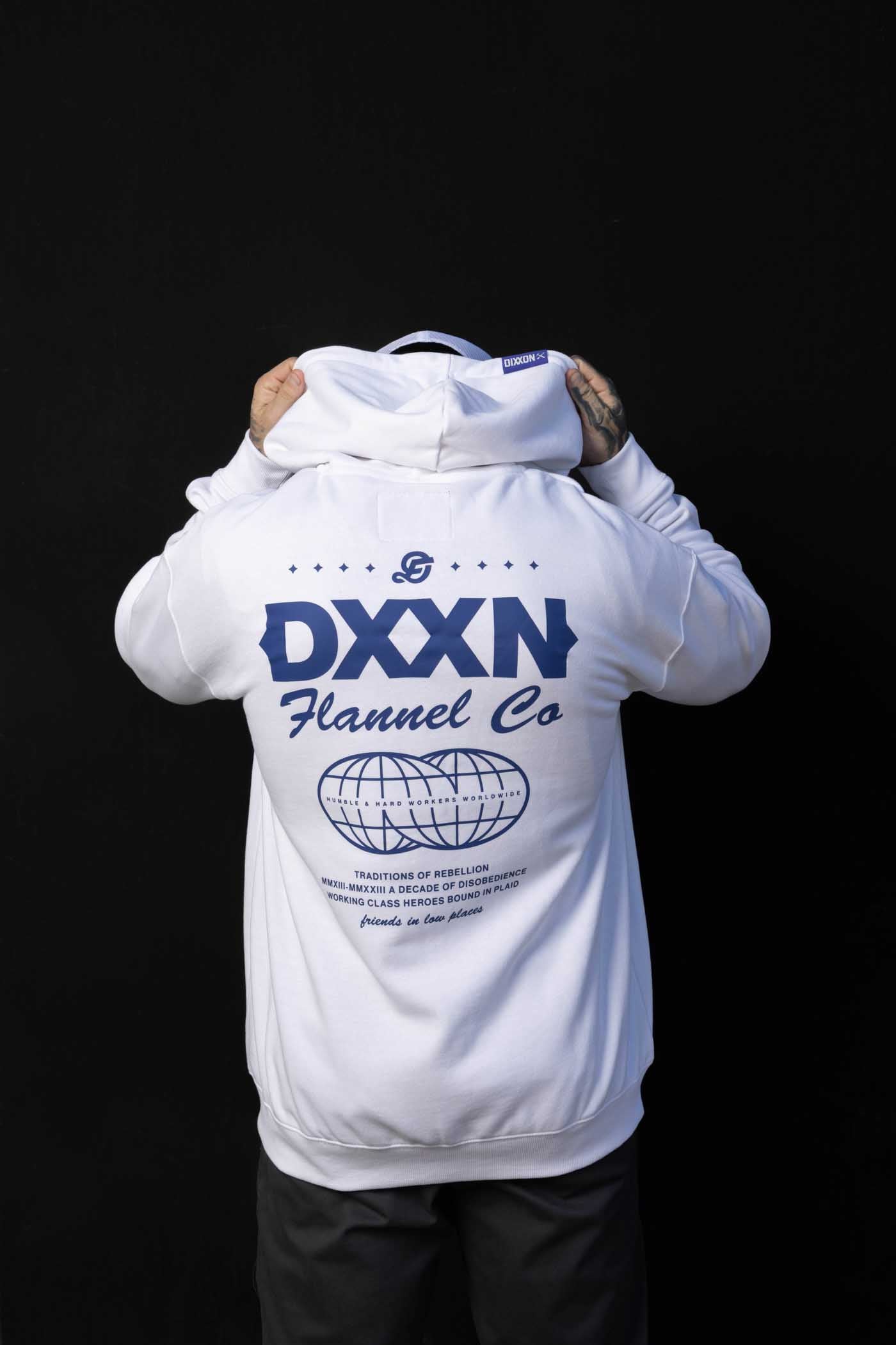 Tech Zip Up Hood - Blue/White – Dixxon Flannel Australia
