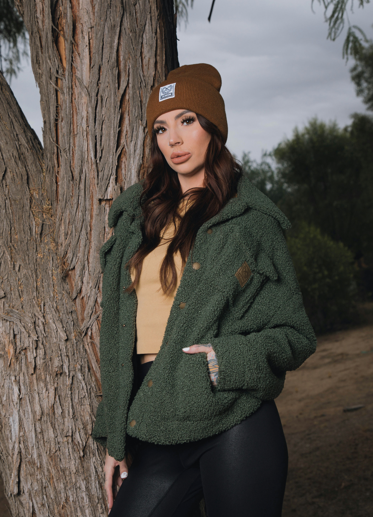 Demi OD Green Women's Sherpa Jacket – Dixxon Flannel Australia